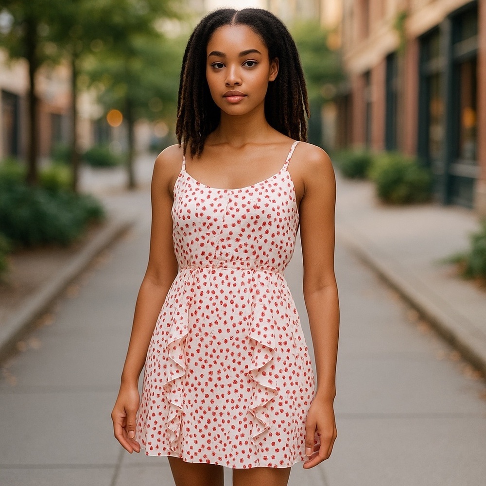 Forever 21. Orange and White Dress. Sz M. - Picture 12 of 12